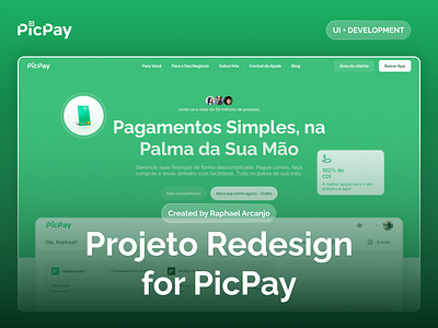 Projeto de Redesign - PicPay animation branding figma landing page ui ux