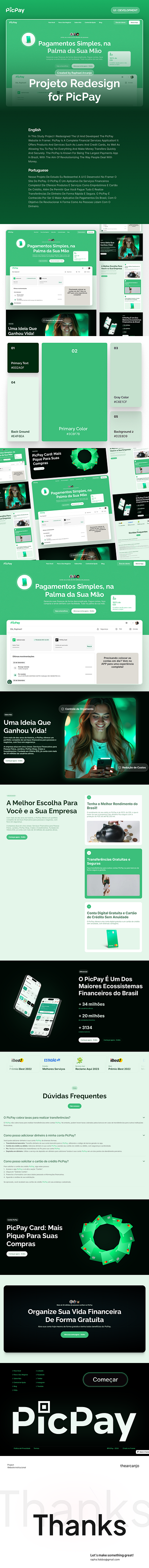 Projeto de Redesign - PicPay animation branding figma landing page ui ux