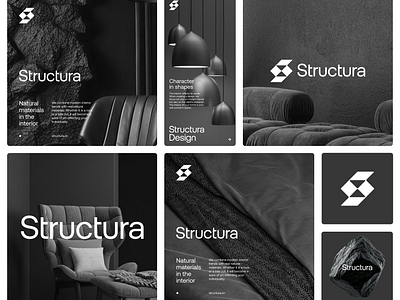 Structura black and white brand identity branding studio corporate identity craftsmanship design bureau design studio furniture geometric interior design logo design materials minimalism