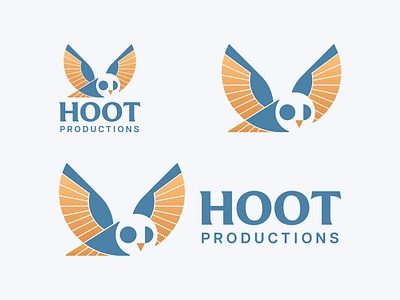 Hoot Productions Logo bird birds branding geometric graphic design icon logo logos owl owls type