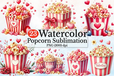 Valentine Popcorn Sublimation Clipart 3d animation app branding design graphic design illustration logo motion graphics typography ui ux vector