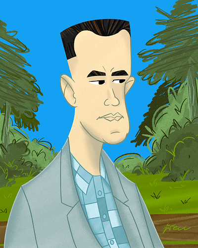 Forrest Gump artwork cartoon digital2d illustration stylized