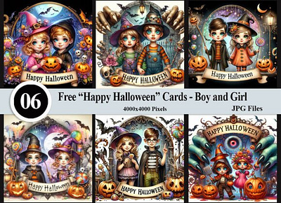 Free “Happy Halloween” Cards for Kids 3d animation app branding design graphic design illustration logo motion graphics typography ui ux vector