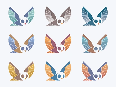 Hoot Productions - Color Exploration animal bird birds branding color design graphic design icon logo logos owl owls vector wings