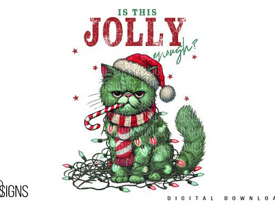 Vintage Christmas Funny Cat Sublimation 3d animation app branding design graphic design illustration logo motion graphics typography ui ux vector