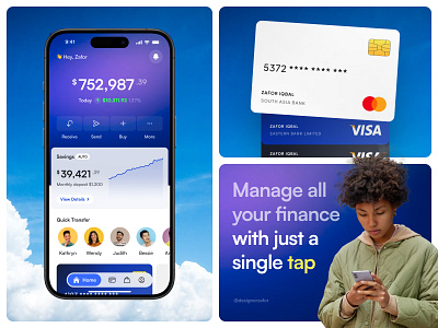 Mobile Banking App Design app banking banking app clean ui design designerzafor figma design finance app fintech mobile mobile app ui shopping transfer money ui ui design user interface wallet app website design