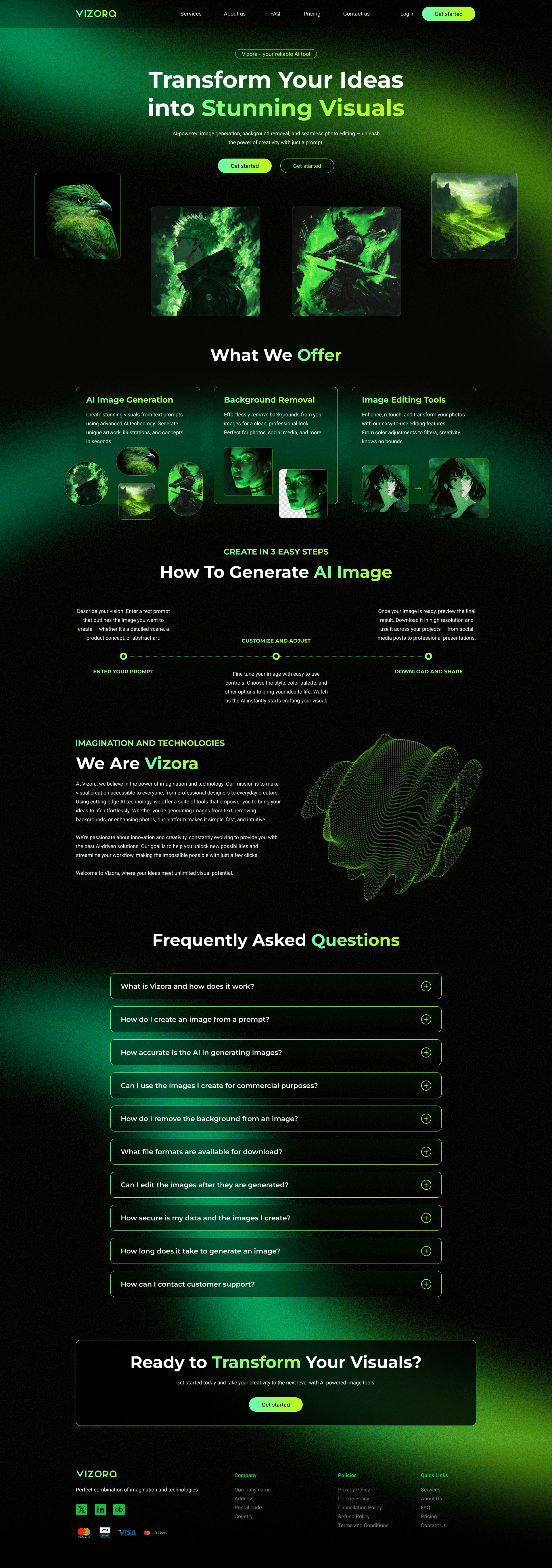 Example of Vizora AI - Text to Image service