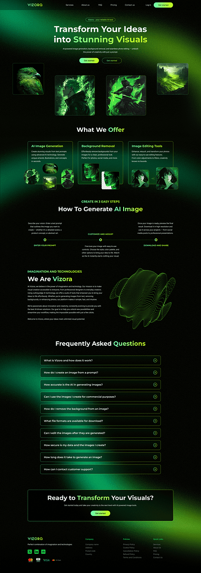 Vizora AI - Text to Image service ai branding design graphic design it minimalism