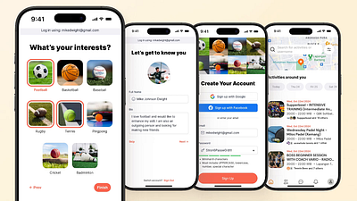 Sports Social Network - Sign Up community mobile app sign up social network sport ui ux