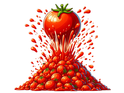 Ripened Tomato on Mountain Peak with Juicy Splash 3d accent african music african vibes journal african woman african woman pride t shirt animation branding design detailed artwork garden fresh tomatoes graphic design illustration logo motion graphics tomato mountain typography ui ux vector