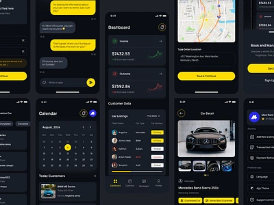 RentQu Seller Dark Mode - Car rental UI Kit App app branding car design featured figma like mobile premium uikit rent rentcar trending ui ui8 uikit