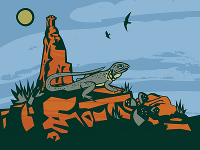 Colorado National Monument Collared Lizard collared lizard colroado lizard illustration national monument national park western colorado woodcut style