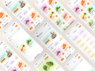 Grocery App UI/UX Design app app uiux app uiux deign branding design fast food food app food at home food delivery app grocery grocery app grocery app uiux design logo minimal ui ux vector