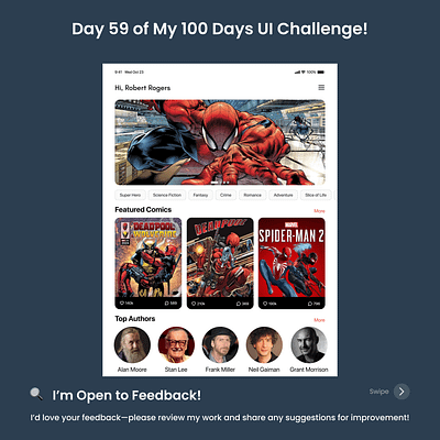 Day 59/100 - Comic Book App Screen UI appinterface