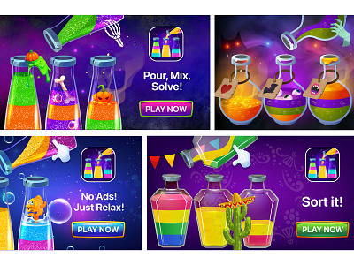 Playable Ads for Water Sort Puzzle design games graphic design illusion illustration puzzle vector