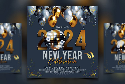 New Year Celebration Event Template back to school birthday invitation birthday party black and gold celebration champagne christmas new year graduation party new year new year flyer new year party new years eve nightclub postcard white