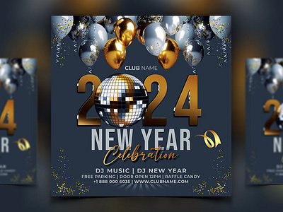 New Year Celebration Event Template back to school birthday invitation birthday party black and gold celebration champagne christmas new year graduation party new year new year flyer new year party new years eve nightclub postcard white