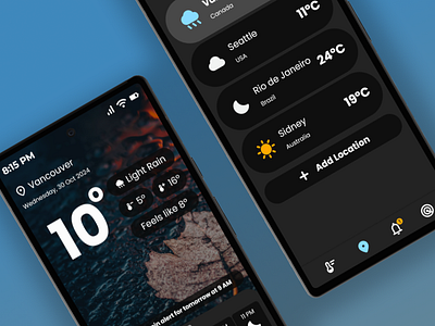 Weather App UI app design figma graphic design mobile mobile app ui ui design user experience ux design weather app