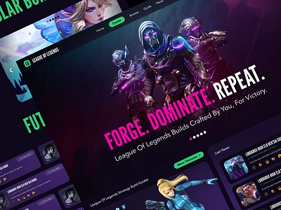 Website design for a league of legends startup game assets gaming landing page league of legends ui design