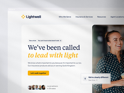 Lightwell - Landing Page advisors agents animation branding experts hero insurance light logo motion graphics natural ui ux