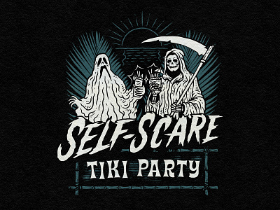 Self-Scare cocktail design ghost graphic design graphicdesign grim reaper halloween illustration lettering punk rock spooky t shirt t shirt design tiki tropical