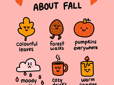 Some of the best parts about fall! autumn characters cute doodle fall hand lettering hand writing icons illustration infographic simple