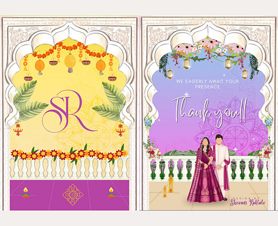 A vibrant digital invitation for an Indian wedding. animation canva graphic design invitation motion graphics wedding