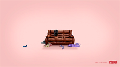 Movie date - Rana furniture ads best chair cloth concept creative design furniture graphic design love lovers movie pink pop corn print retouch sofa valentines