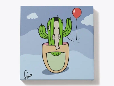 Story 6. Cacti Collection Gallery Wrapped Canvas - Square art cacti cactus canvas collection conceptual art decor gallery wrapped canvas illustration nft prints symbolic art