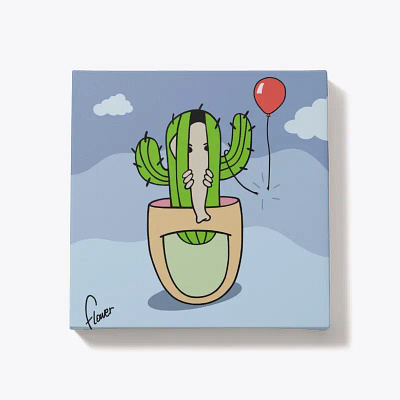 Story 6. Cacti Collection Gallery Wrapped Canvas - Square art cacti cactus canvas collection conceptual art decor gallery wrapped canvas illustration nft prints symbolic art