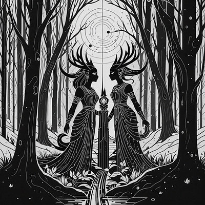 Untitled forest illustration witches