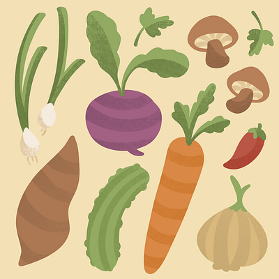 Vegetable Illustration Assets adobefresco agriculture illustration procreate vectors vegetables