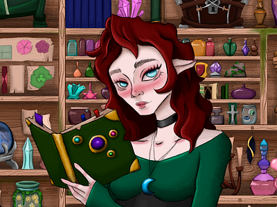 a witches shop 2d art characters illustration photoshop