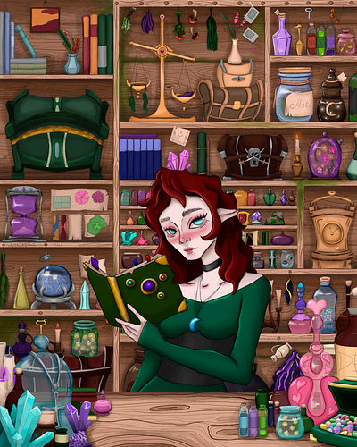 a witches shop 2d art characters illustration photoshop