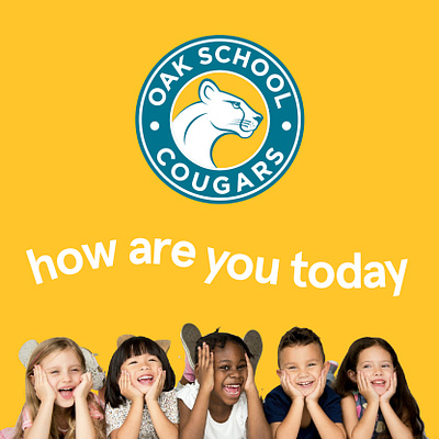 Oak School Cougars brand branding cougar design graphic design illustration kids logo school stationery