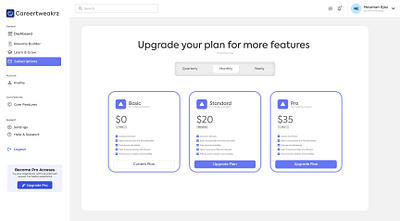 Subscriptions and Billing Screen billing billing plan plan purchase subscription subscription and billing