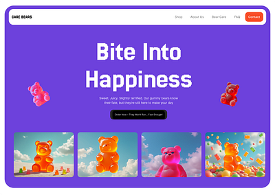 CARE BEARS: A Gummy Bear Website Section agency website confectionery gummybears landingpagedesign products sweets ui uiux website website design