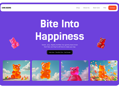 CARE BEARS: A Gummy Bear Website Section agency website confectionery gummybears landingpagedesign products sweets ui uiux website website design