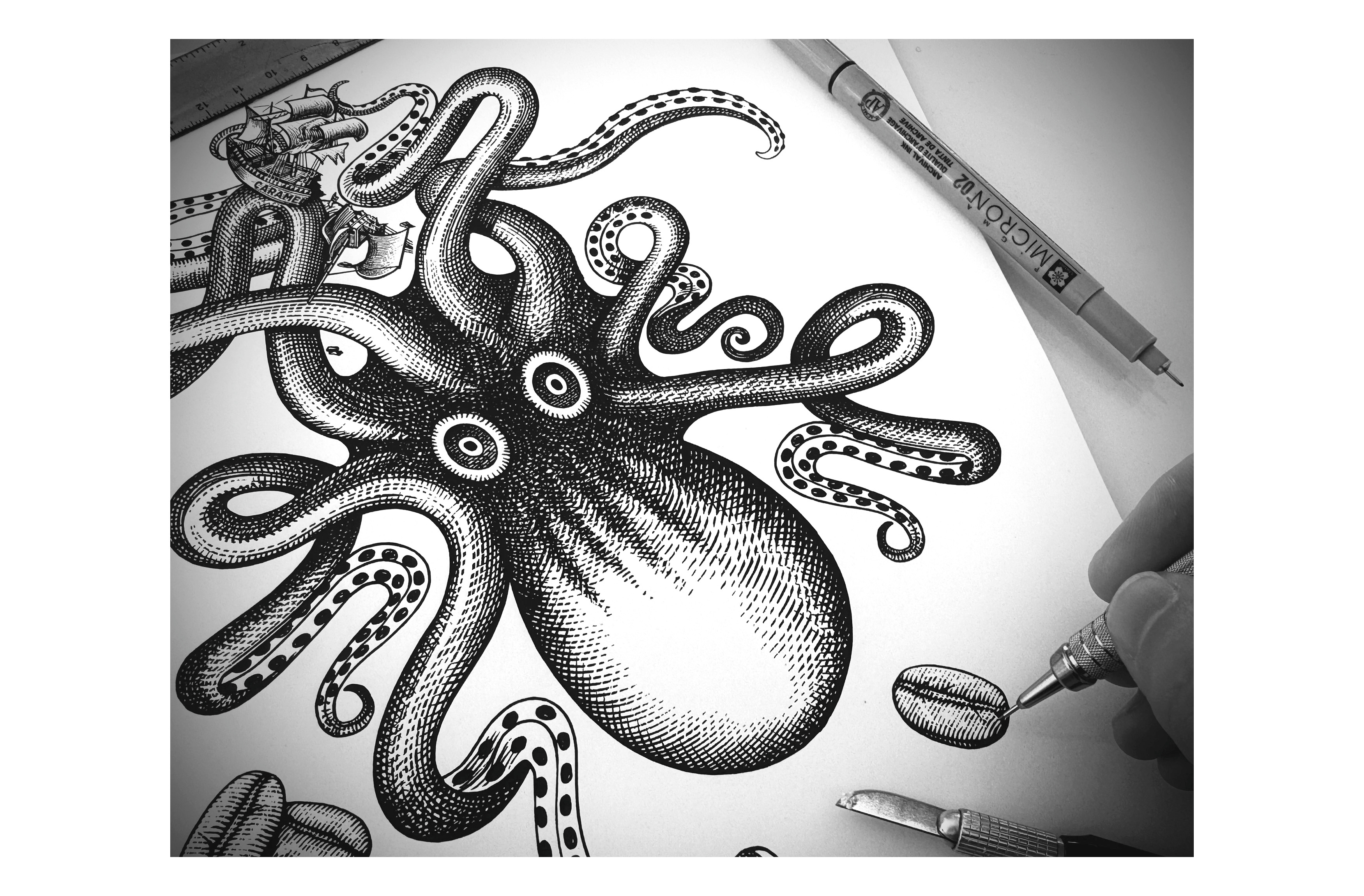 Example of Kraken Black Illustrated By Steven Noble