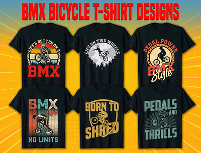 BMX Bicycle T-shirt Designs adobe illustrator bicycle bicycle t shirt bmx bmx bike bmx motorcicle branding illustration mtb shirt t shirt tshirt tshirt design tutorial