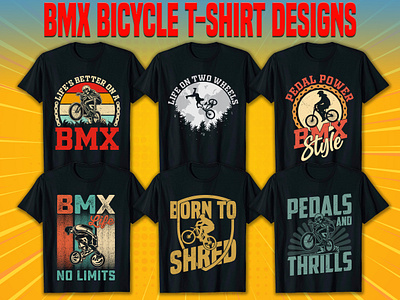 BMX Bicycle T-shirt Designs adobe illustrator bicycle bicycle t shirt bmx bmx bike bmx motorcicle branding illustration mtb shirt t shirt tshirt tshirt design tutorial