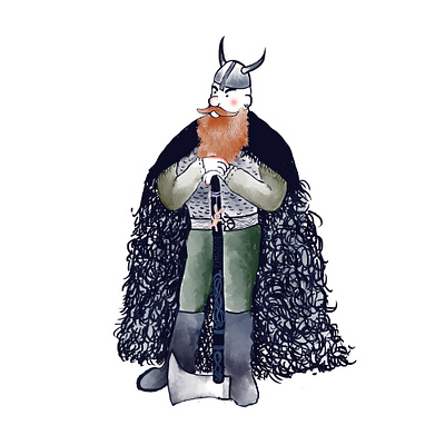 Viking character digital art illustration watercolor