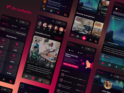 Dreamhubb 💕 - Help Accomplish Dreams app design branding dark mode donating donating app donor dream app dreams health health app healthcare healthcare app help help app minimal mobile app people people app ui ux