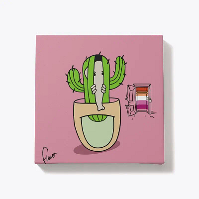 Lesbian Visibility. Cacti Gallery Wrapped Canvas - Square art cacti cactus canvas concept art conceptual art gallery wrapped canvas illustration nft pigment inks prints symbolic art