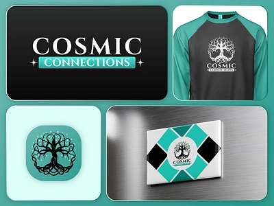 Cosmic Connections - Logo Brand Identity branding business logo celestial client corporate logo design designer freelance graphic design hourly illustration logo logodesign minimalist modern logo mystical logo remote tree of life universe inspired visual identity