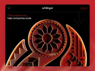 Whangai - Hero Section 3d ai angel investor branding design red scroll animation ui venture web design