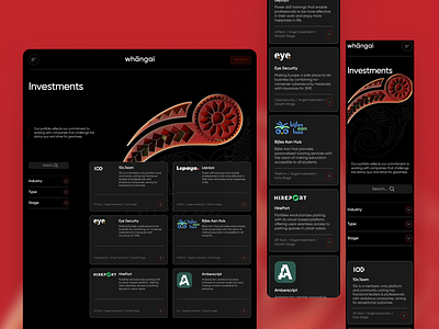 Portfolio Page - Angel Investment Company 3d 3d symbol abstract 3d ai companies filters graphic design investments portfolio filter portfolio page ui web design