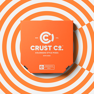 Crust Co. Packaging box brand identity branding cc monogram circle logo design graphic design illustration logo logomark logotype orange packaging pizza