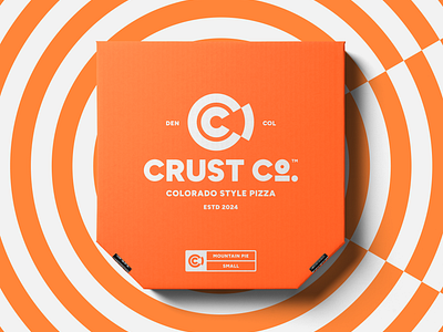 Crust Co. Packaging box brand identity branding cc monogram circle logo design graphic design illustration logo logomark logotype orange packaging pizza