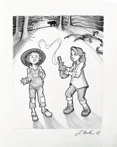 Illustrations for Hazel and the Magic Violin childrens book illustration ink inktober2024 pencil